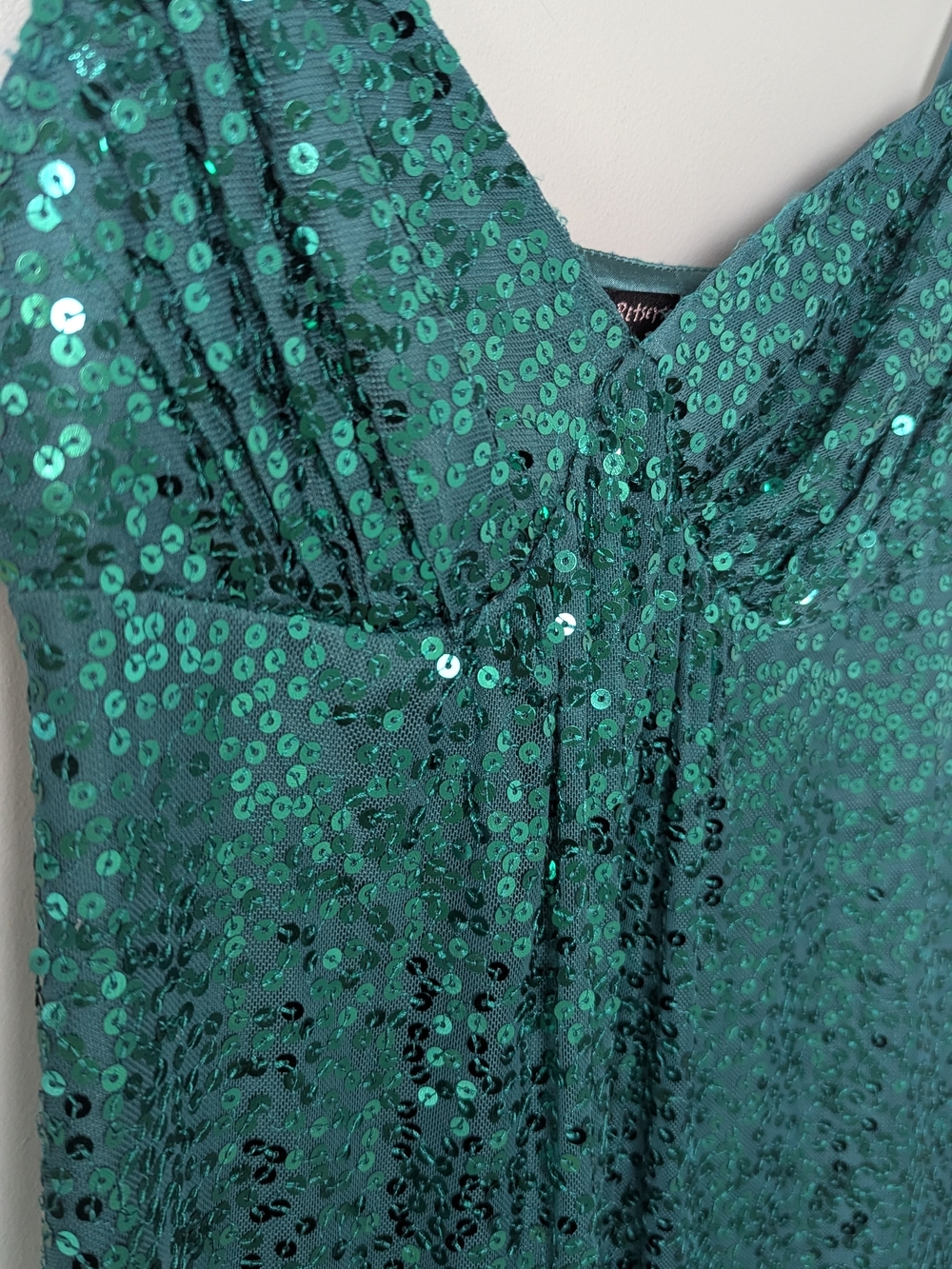 BETSEY JOHNSON Vintage Emerald Sequin Slip Party Dress - Size 0 - Picture 8 of 8